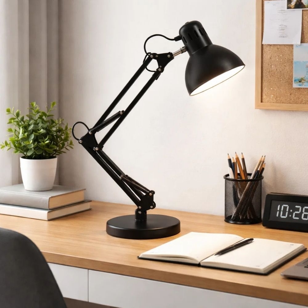 LUMINARIA DE MESA ARTICULAVEL PARA 1 LAMPADA E27 BIVOLT CLIP PRETO - LUMINATTI