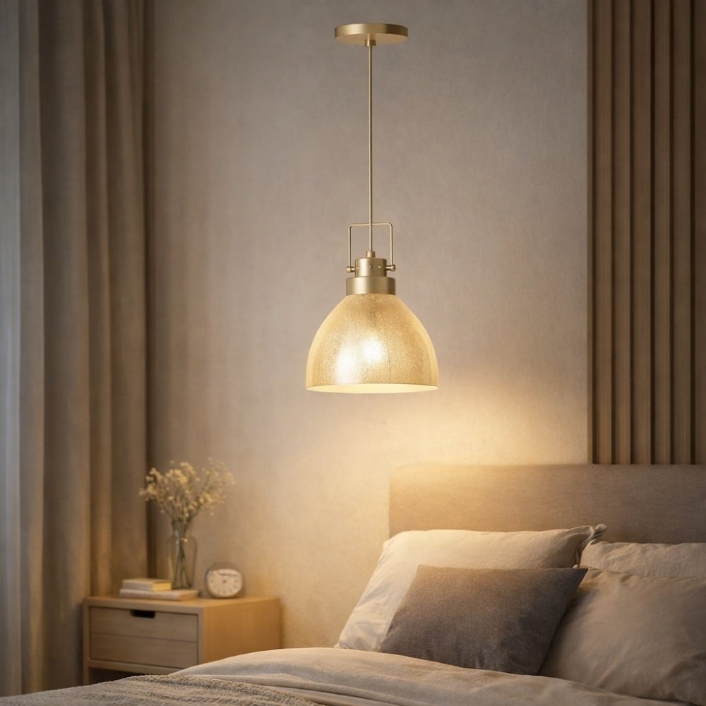 PENDENTE OVIEDO PARA 1 LAMPADA E27 100W CRISTAL DOURADO - KIN LIGHT