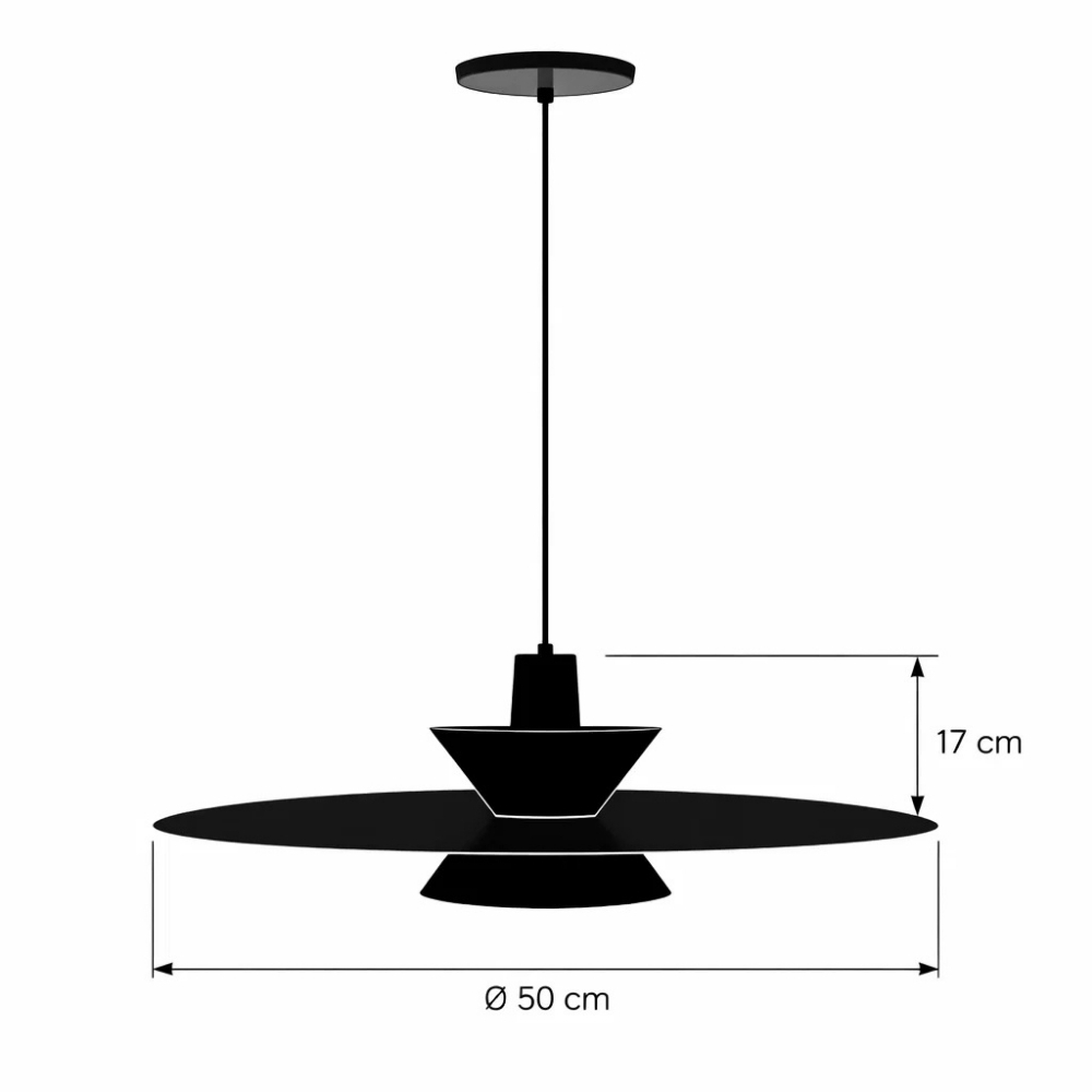 PENDENTE SATURNO PARA 1 LAMPADA E27 GOLD PRETO COM HASTE - TY ILUMINACAO