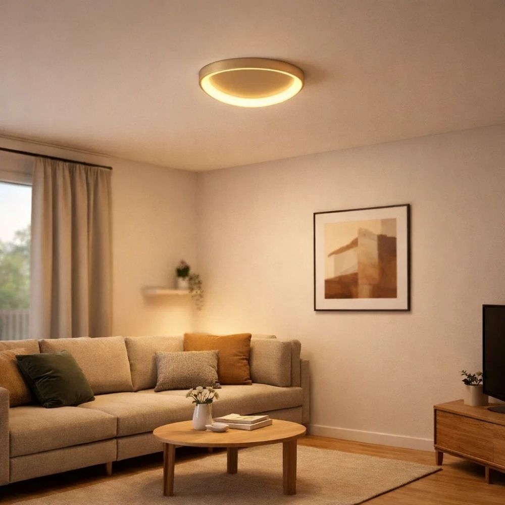 PLAFON LED DAMA DOURADO BIVOLT 34W LUZ AMARELA 3000K 45CM - S&L