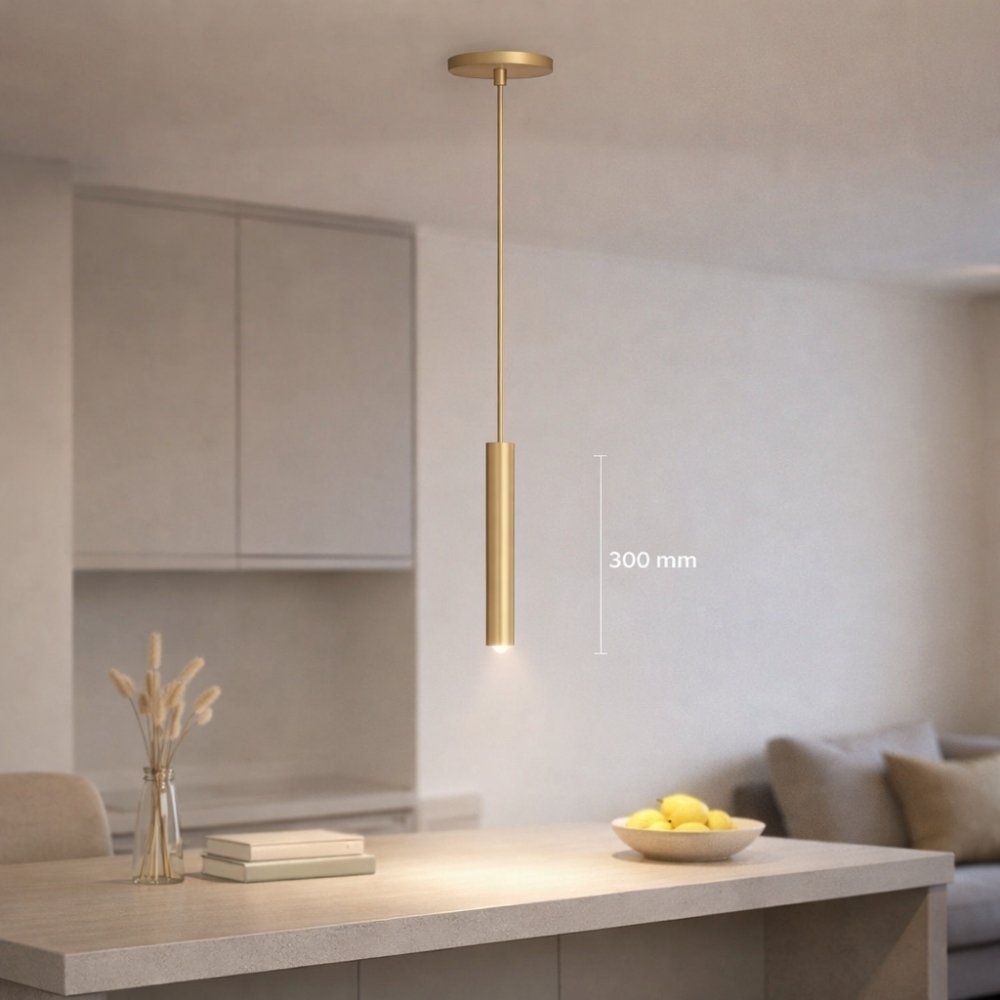 PENDENTE SIENA PARA 1 LAMPADA GU10 DOURADO 30CM - KIN LIGHT