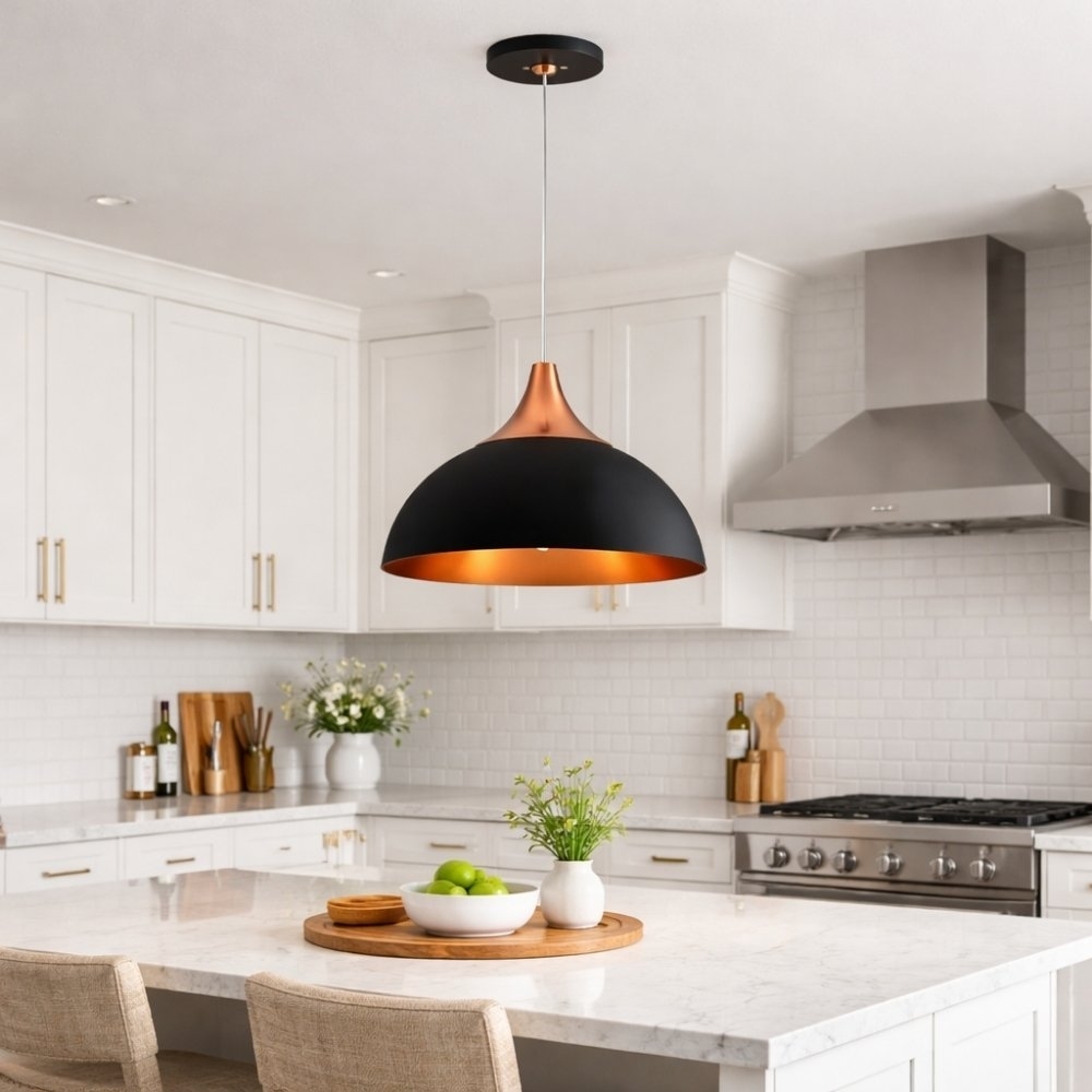 Pendente Cuba Aluminio para 1 Lampada E27 Preto e Cobre - Kin Light