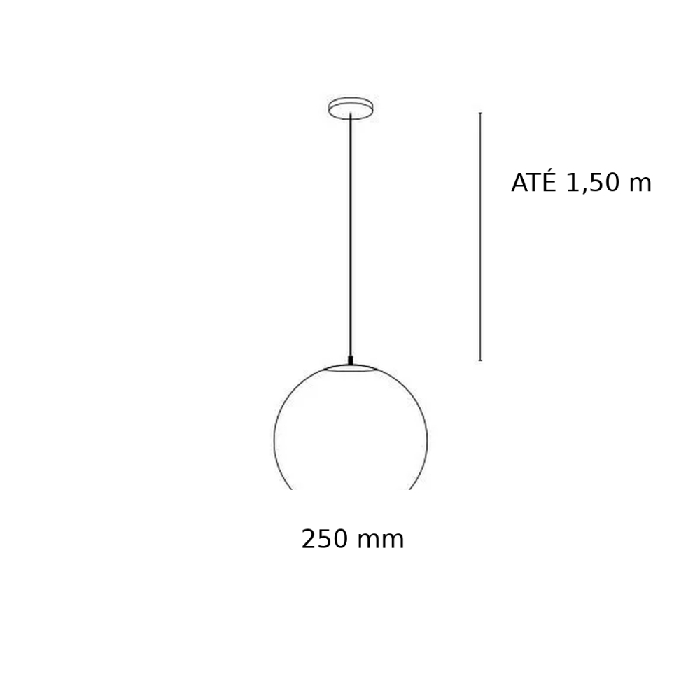 PENDENTE CATAR PARA 1 LAMPADA E27 PRETO COM GLOBO FUME 20CM - KIN LIGHT