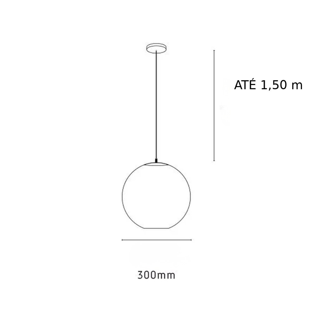 PENDENTE CATAR PARA 1 LAMPADA E27 PRETO COM GLOBO FUME 30CM - KIN LIGHT