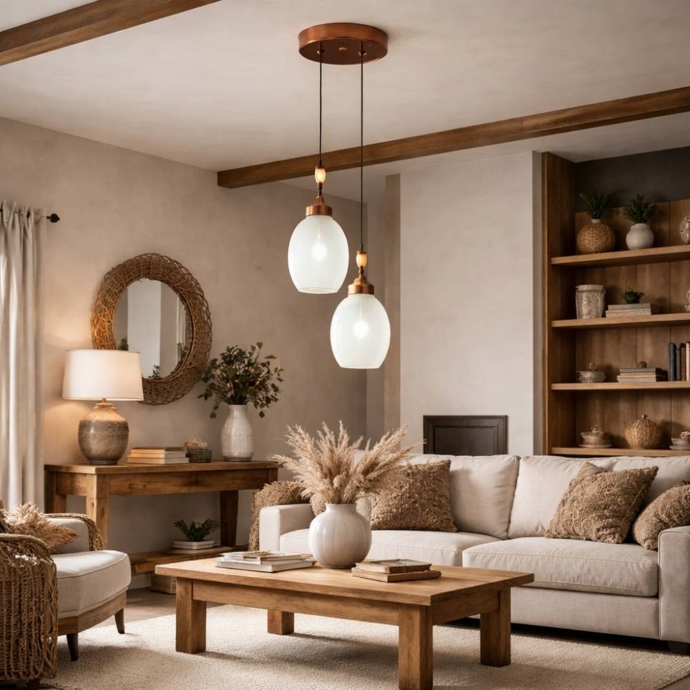 PENDENTE MALASIA PARA 2 LAMPADAS E27 VIDRO/ALUMINIO BRANCO - KIN LIGHT