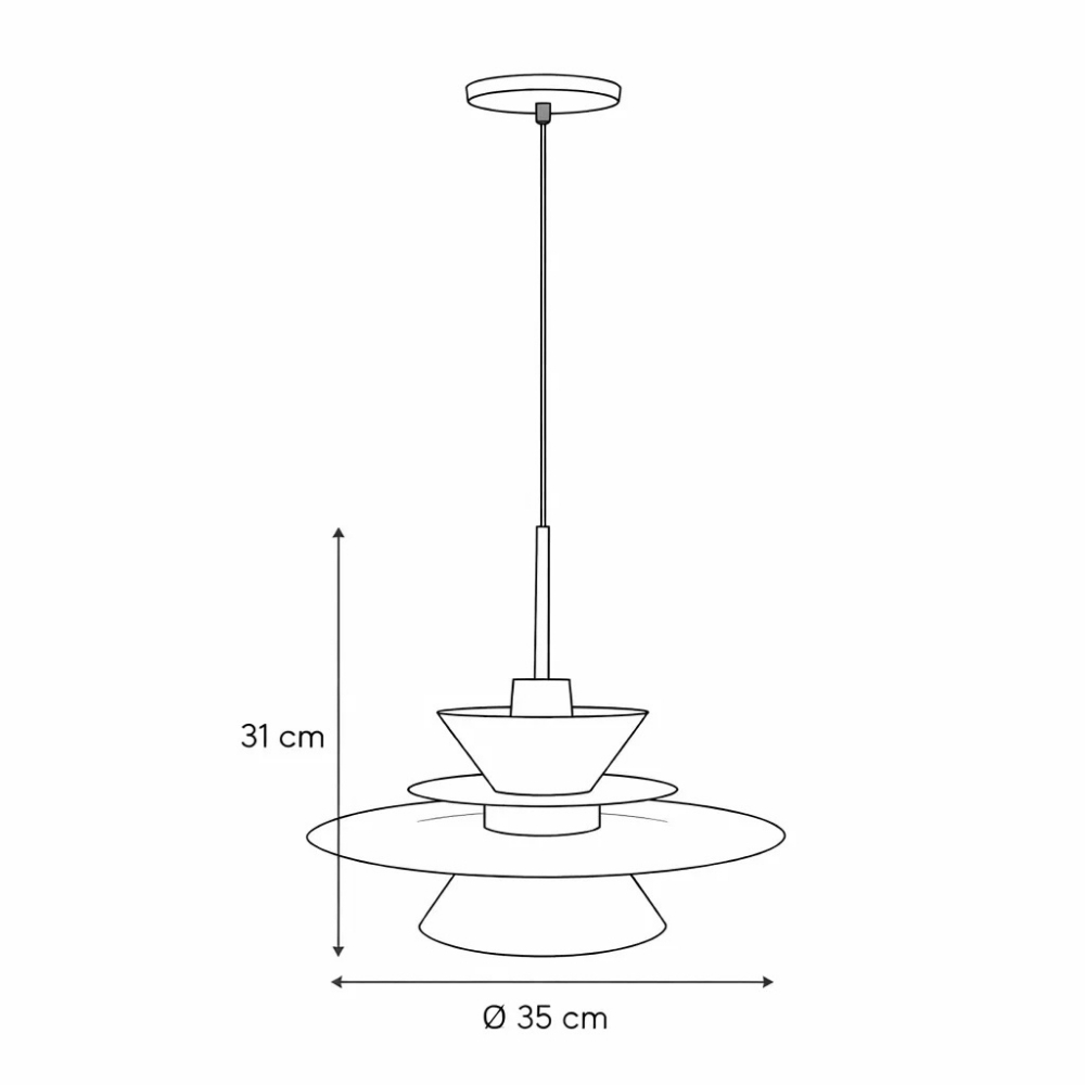 PENDENTE SATURNO PARA 1 LAMPADA E27 PEQUENO RUBY FOSCO COM HASTE - TY ILUMINACAO
