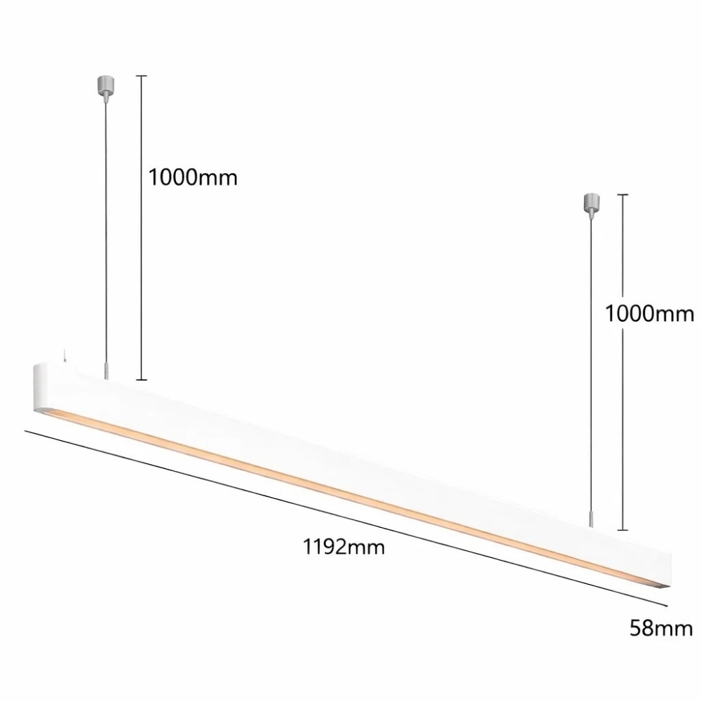LUMINARIA/PENDENTE LINEAR DIFUSA LED 40W LUZ AMARELA 3000K BRANCO - PIX ILUMINACAO