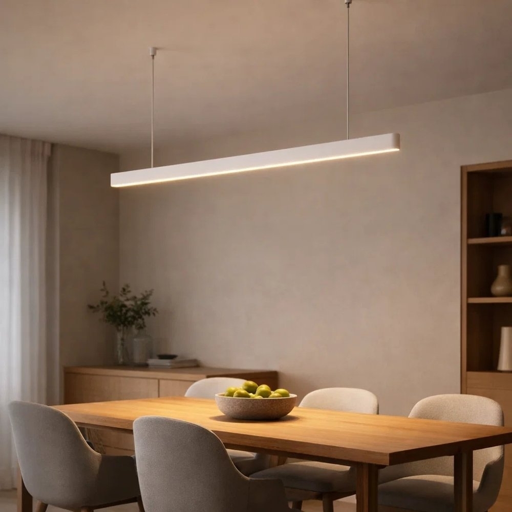 LUMINARIA/PENDENTE LINEAR DIFUSA LED 40W LUZ AMARELA 3000K BRANCO - PIX ILUMINACAO