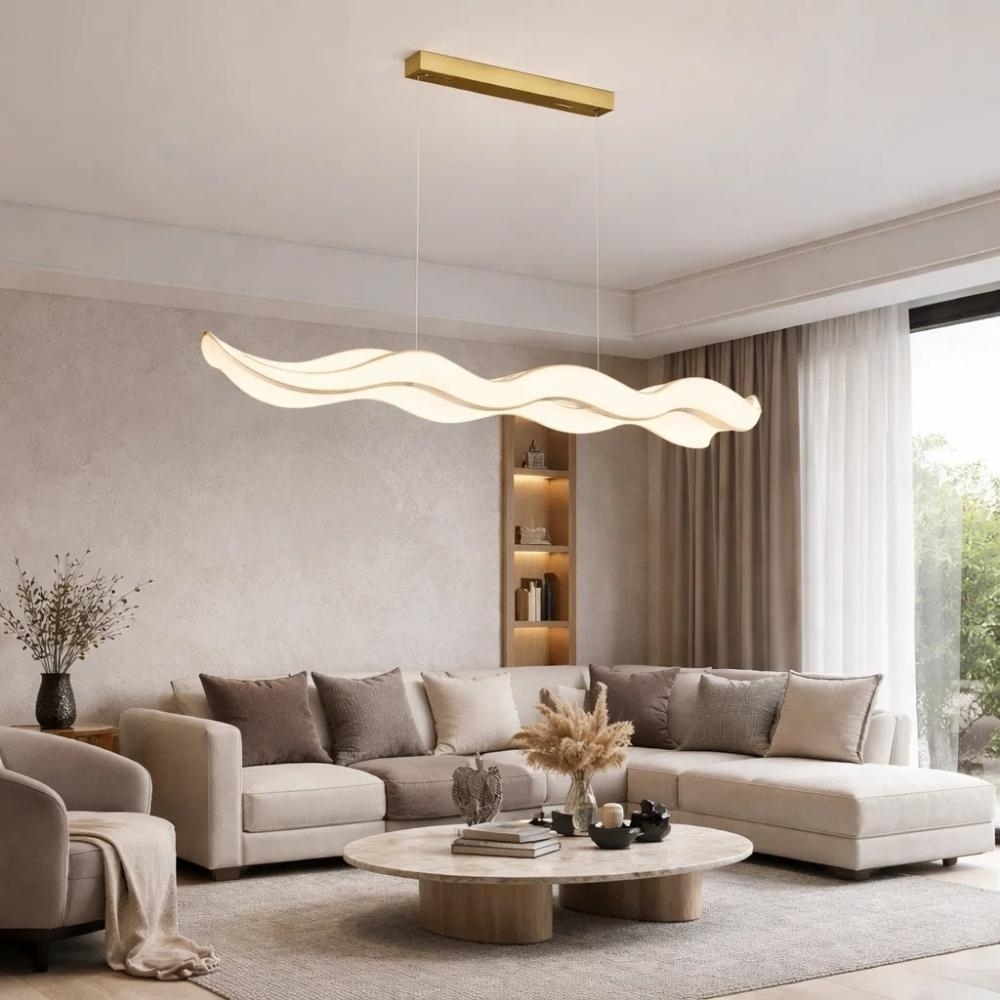 PENDENTE LED WAVE 24W BIVOLT LUZ AMARELA 3000K 1880LM DOURADO - HEVVY