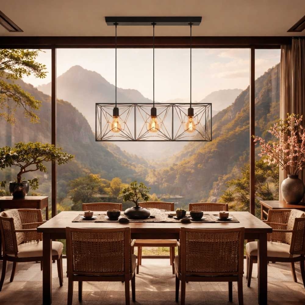 PENDENTE BENIN PARA 3 LAMPADAS E27 BIVOLT PRETO/COBRE - KIN LIGHT