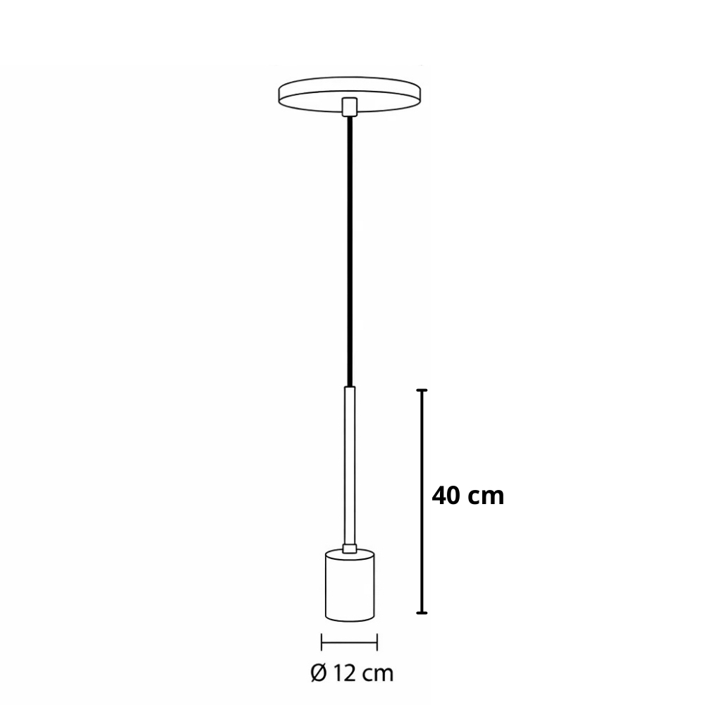 PENDENTE KIT SUSPENSAO PARA 1 LAMPADA E27 60W ALUMINIO PRETO COBRE - TY ILUMINACAO