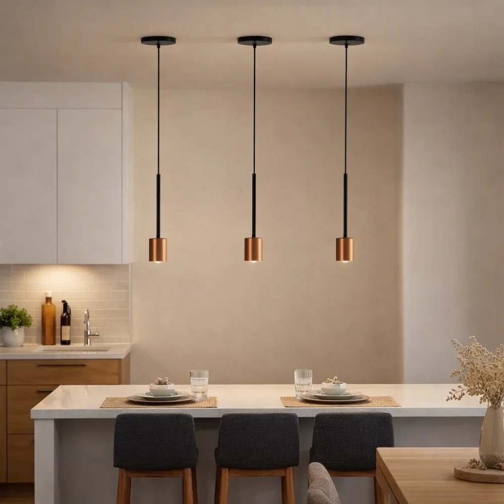 PENDENTE KIT SUSPENSAO PARA 1 LAMPADA E27 60W ALUMINIO PRETO COBRE - TY ILUMINACAO