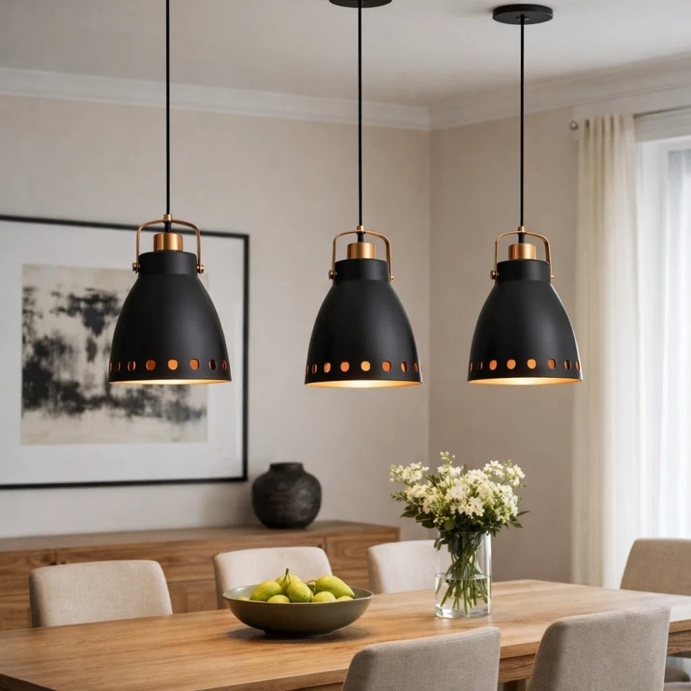 PENDENTE IND PARA 1 LAMPADA E27 60W ALUMINIO PRETO COBRE - TY ILUMINACAO