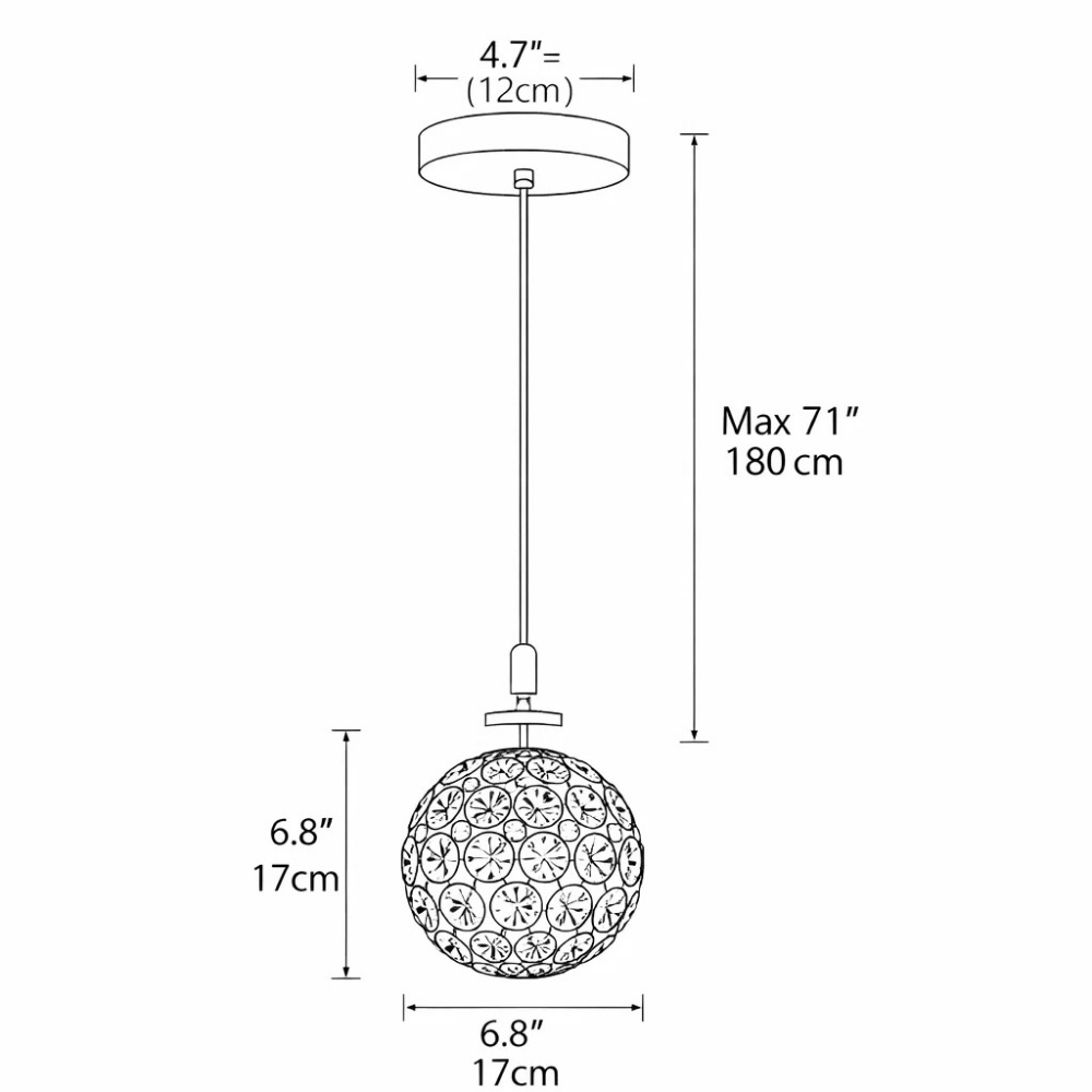 PENDENTE LED MARS 5W LUZ AMARELA 3000K CROMADO COM CABO 2 METROS - CHANDELIE