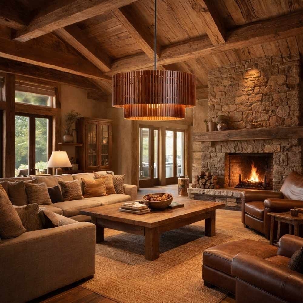 PENDENTE LILLE PARA 1 LAMPADA E27 MADEIRA 29CM - KIN LIGHT