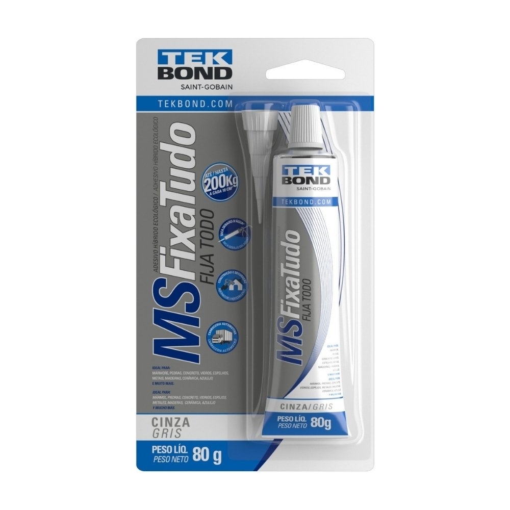 ADESIVO MS FIXA TUDO CINZA 80G BLISTER - TEKBOND