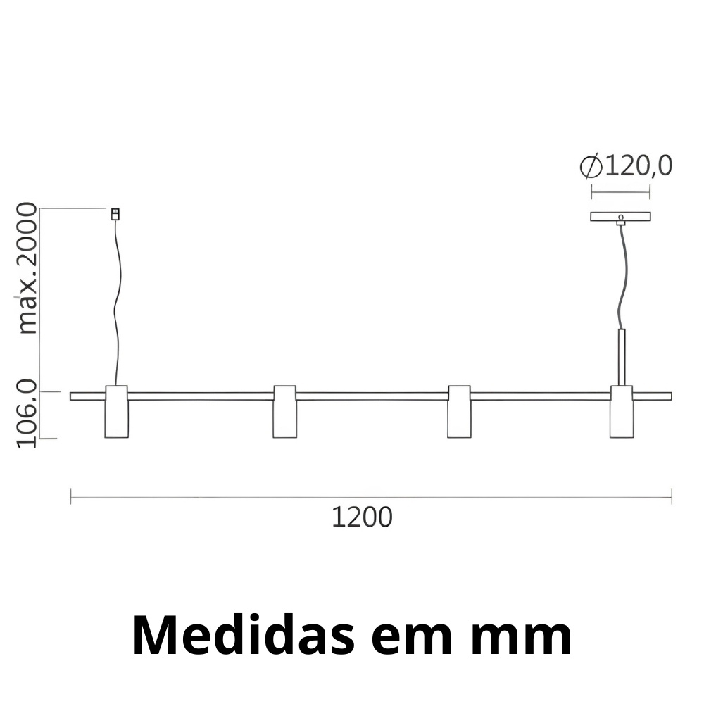 PENDENTE FLASH PARA 4 LAMPADA MR11 GU10 PRETO - SPOT LINE