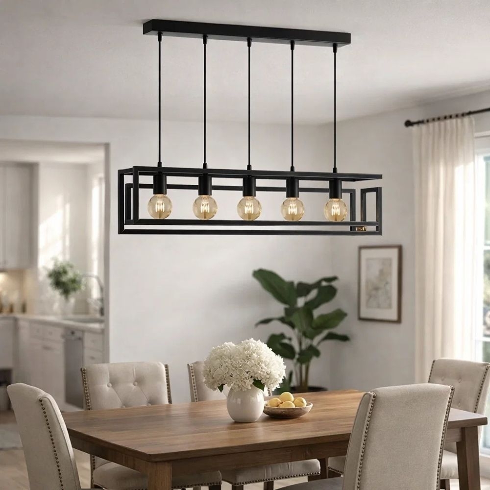 PENDENTE KONIN PARA 5 LAMPADAS E27 PRETO - KIN LIGHT