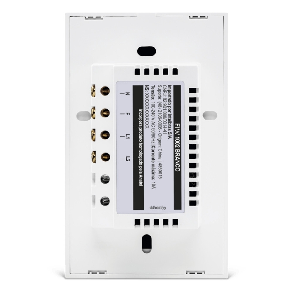 CONJUNTO 4X2 2 INTERRUPTOR TOUCH BRANCO WIFI SMART - INTELBRAS