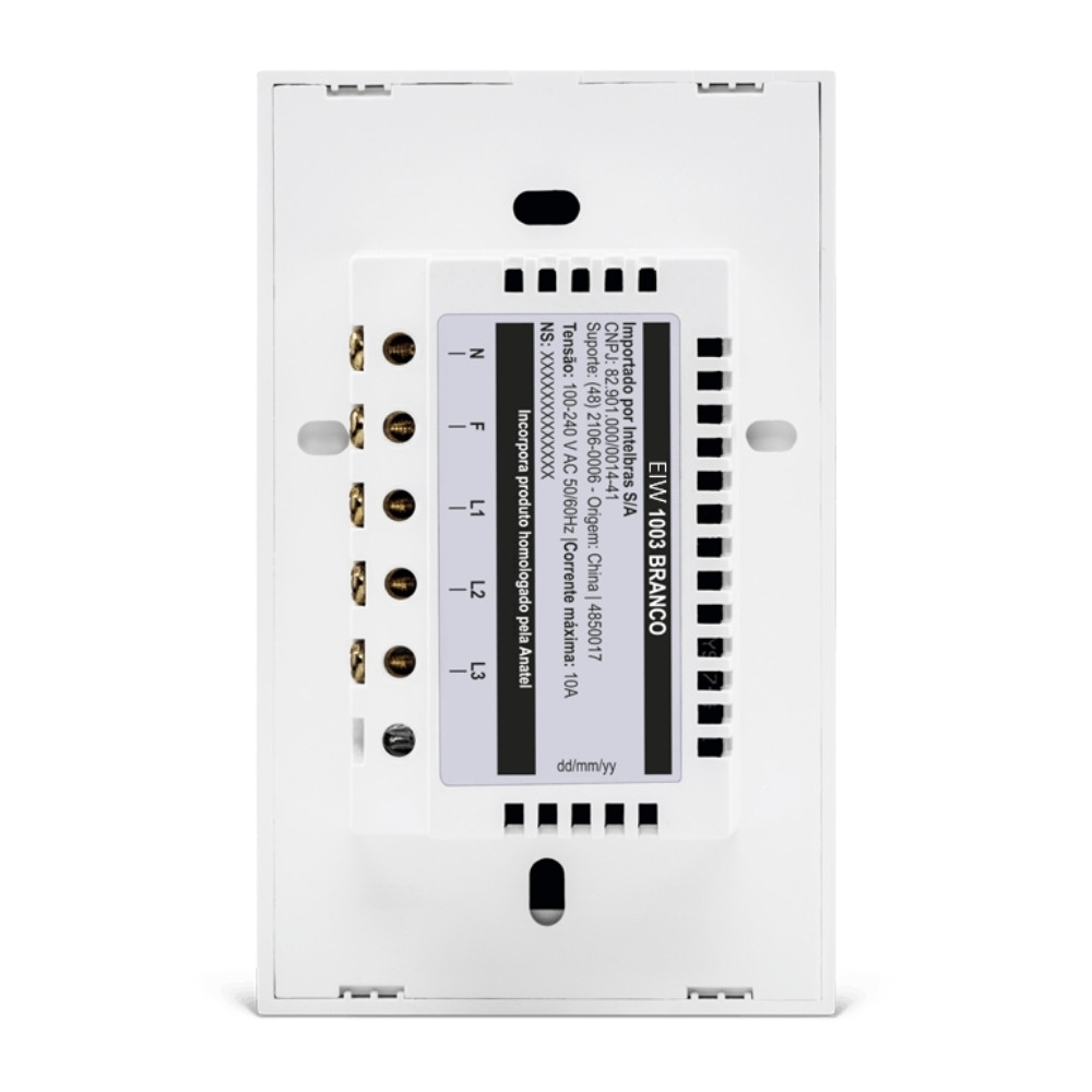 CONJUNTO 4X2 3 INTERRUPTOR TOUCH BRANCO WIFI SMART - INTELBRAS