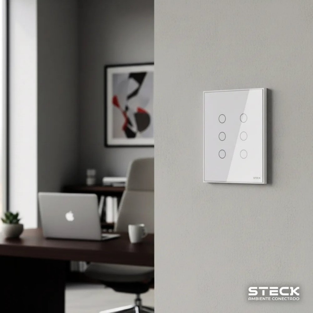 CONJUNTO 4X4 6 INTERRUPTORES TOUCH BRANCO WI-FI AMBIENTE CONECTADO - STECK