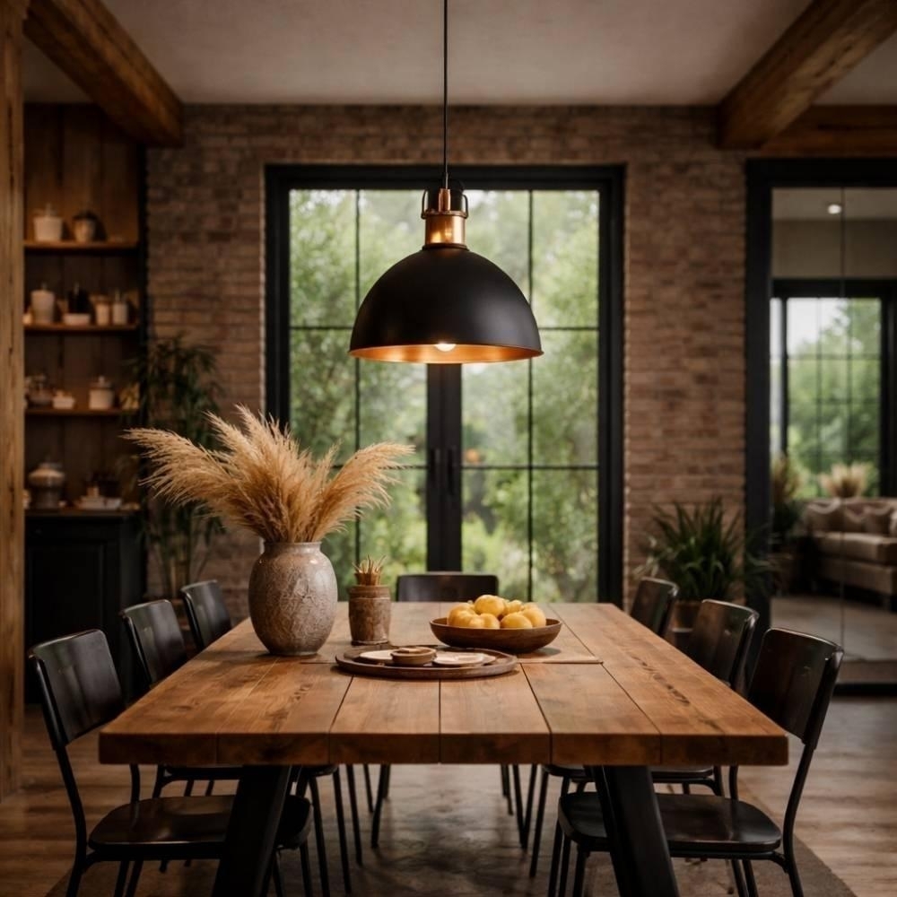 Pendente Aveiro Metal para 1 Lampada E27 Preto e Cobre - Kin Light