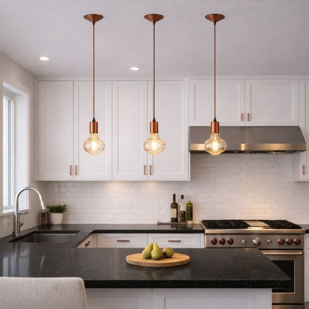 PENDENTE ORBITAL ALUMINIO PARA 1 LAMPADA E27 COBRE COM FIO 1 METRO - KIN LIGHT