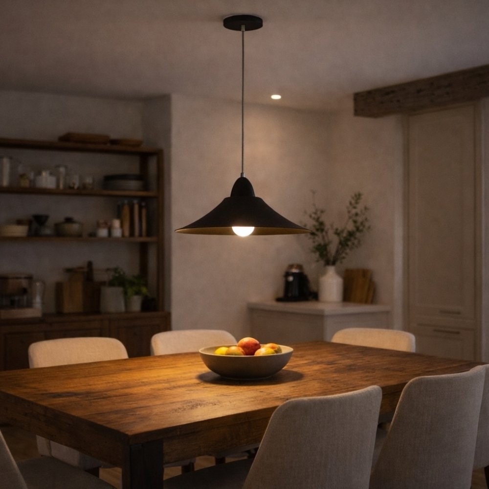 PENDENTE BAHREIN PRETO PARA 1 LAMPADA E27 23W - KIN LIGHT