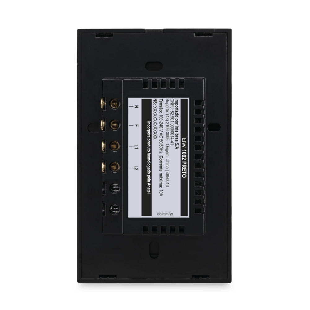 CONJUNTO 4X2 2 INTERRUPTOR TOUCH PRETO WIFI SMART - INTELBRAS