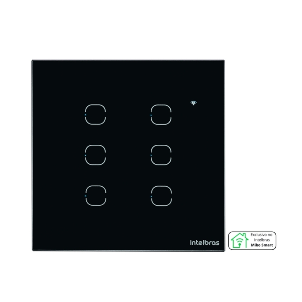 CONJUNTO 4X4 6 INTERRUPTOR TOUCH PRETO WIFI SMART - INTELBRAS
