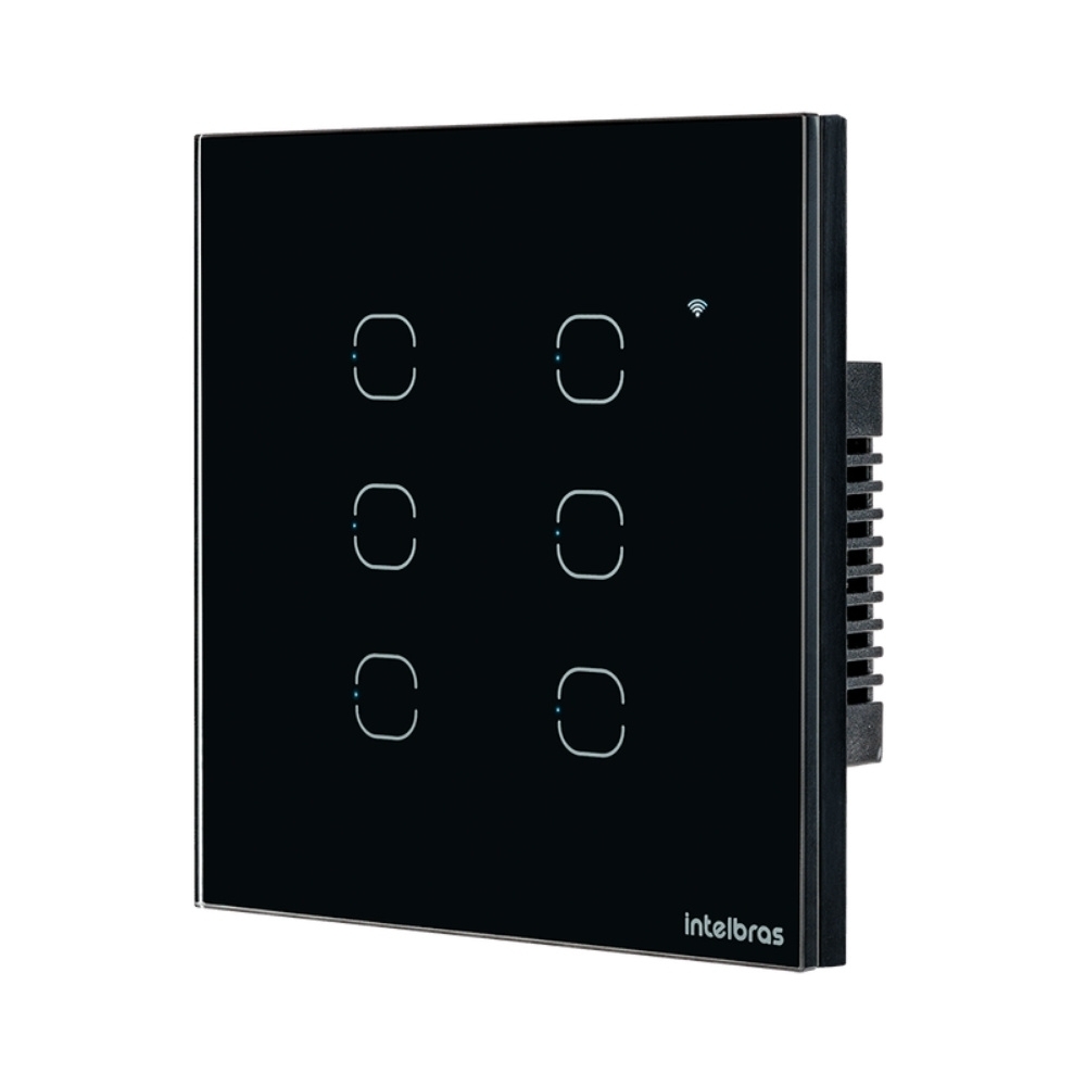 CONJUNTO 4X4 6 INTERRUPTOR TOUCH PRETO WIFI SMART - INTELBRAS