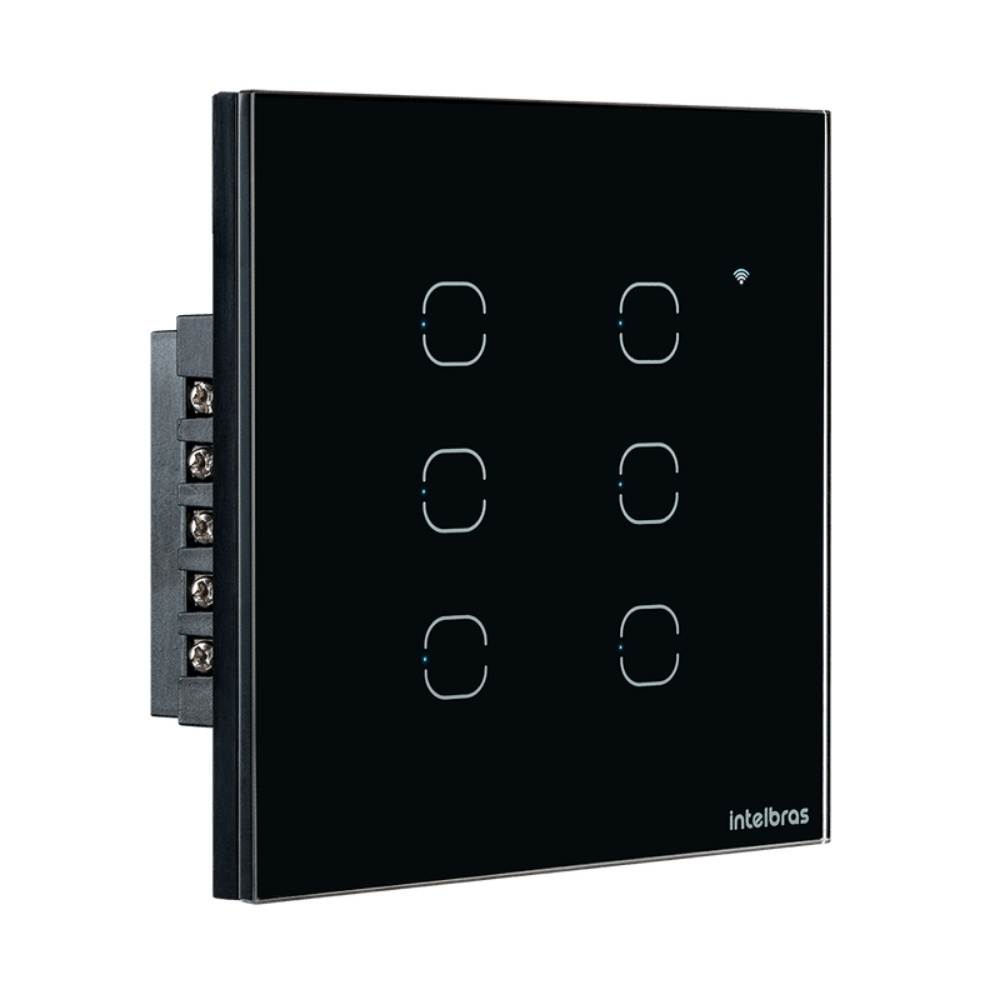 CONJUNTO 4X4 6 INTERRUPTOR TOUCH PRETO WIFI SMART - INTELBRAS