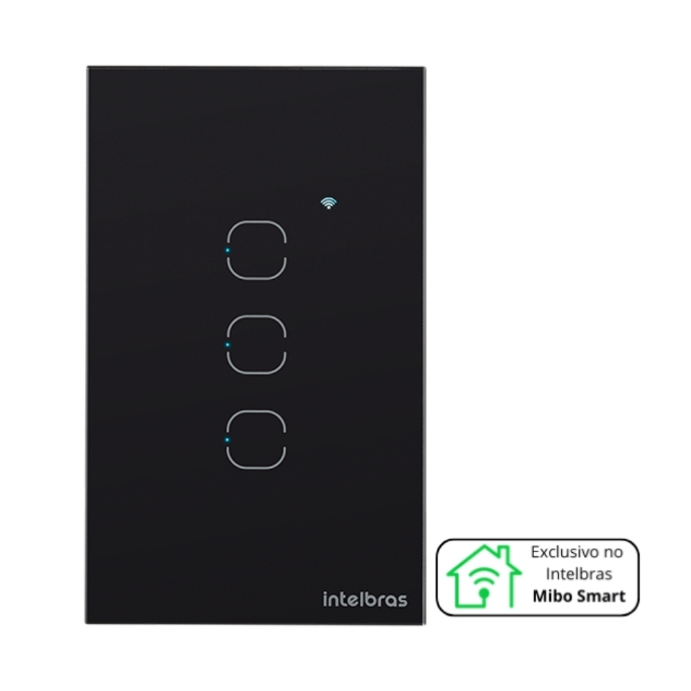 CONJUNTO 4X2 3 INTERRUPTOR TOUCH PRETO WIFI SMART - INTELBRAS