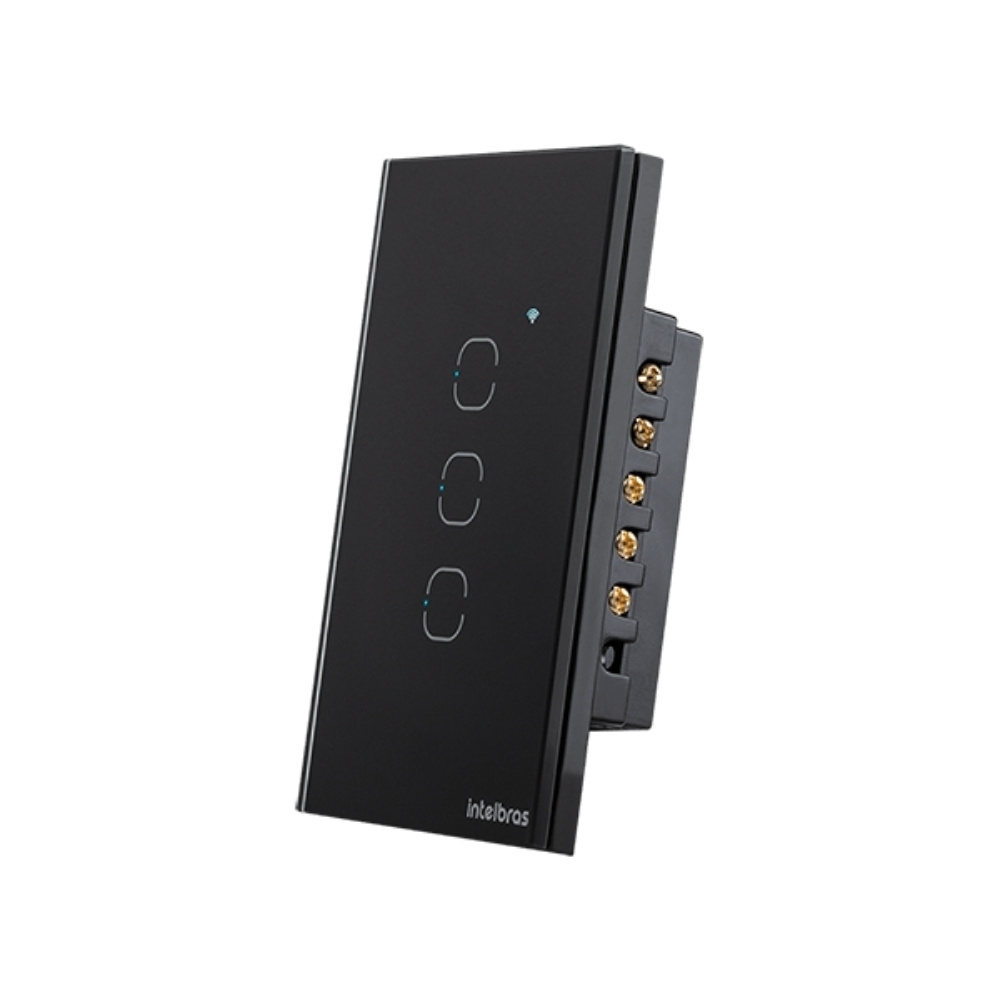 CONJUNTO 4X2 3 INTERRUPTOR TOUCH PRETO WIFI SMART - INTELBRAS