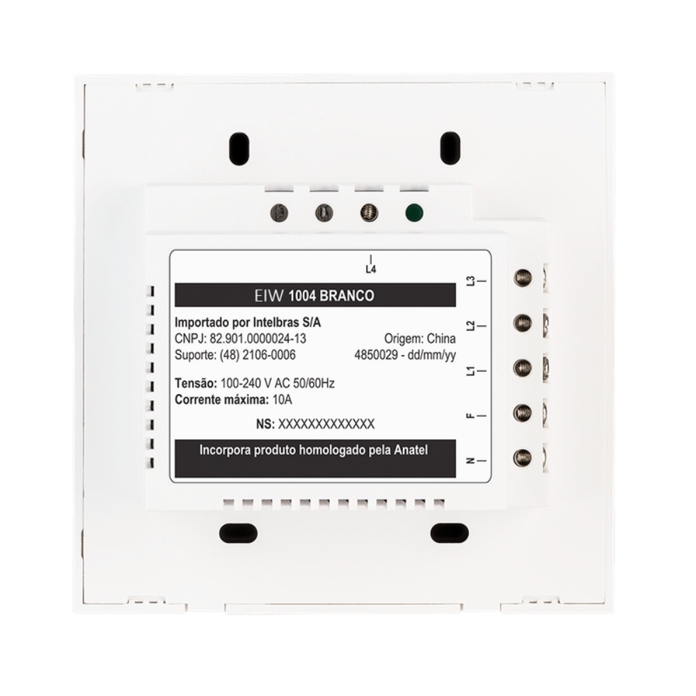 CONJUNTO 4X4 6 INTERRUPTOR TOUCH BRANCO WIFI SMART - INTELBRAS