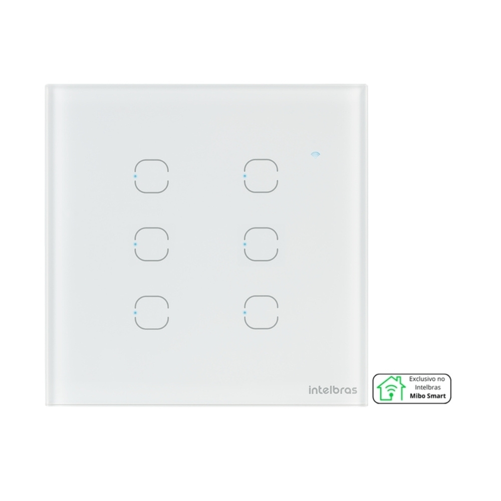 CONJUNTO 4X4 6 INTERRUPTOR TOUCH BRANCO WIFI SMART - INTELBRAS