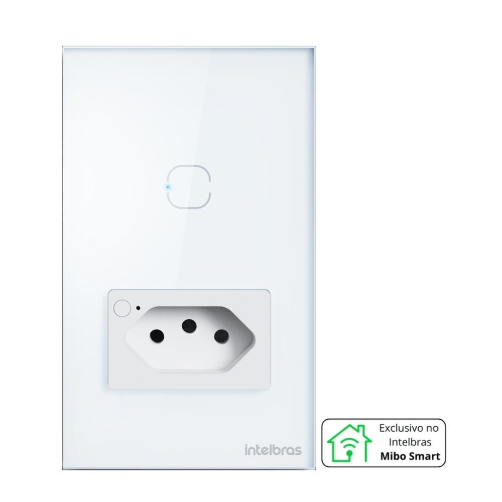 CONJUNTO 4X2 1 INTERRUPTOR TOUCH+1 TOMADA 2P+T 10A BRANCO WIFI SMART - INTELBRAS