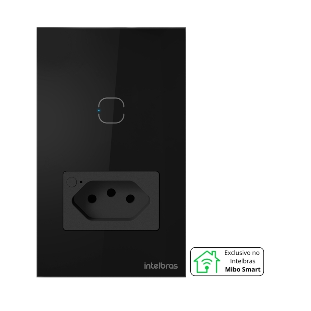 CONJUNTO 4X2 1 INTERRUPTOR TOUCH+1 TOMADA 2P+T 10A PRETA WIFI SMART - INTELBRAS