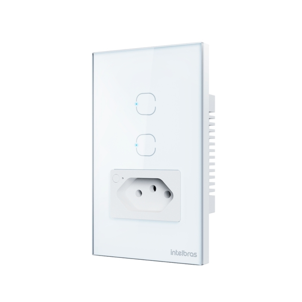 CONJUNTO 4X2 2 INTERRUPTOR TOUCH+1 TOMADA 2P+T 10A BRANCO WIFI SMART - INTELBRAS