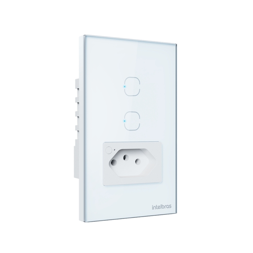 CONJUNTO 4X2 2 INTERRUPTOR TOUCH+1 TOMADA 2P+T 10A BRANCO WIFI SMART - INTELBRAS