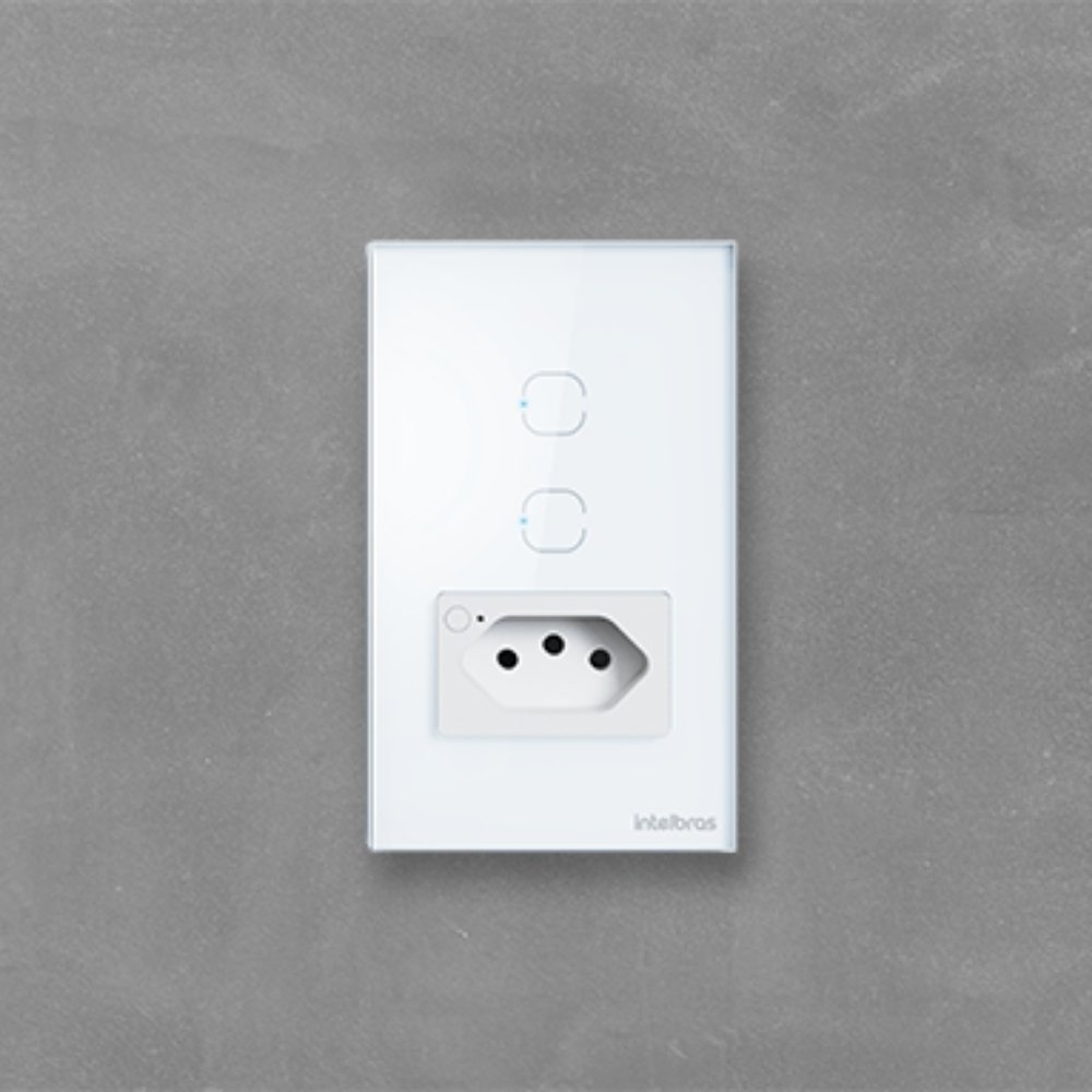 CONJUNTO 4X2 2 INTERRUPTOR TOUCH+1 TOMADA 2P+T 10A BRANCO WIFI SMART - INTELBRAS