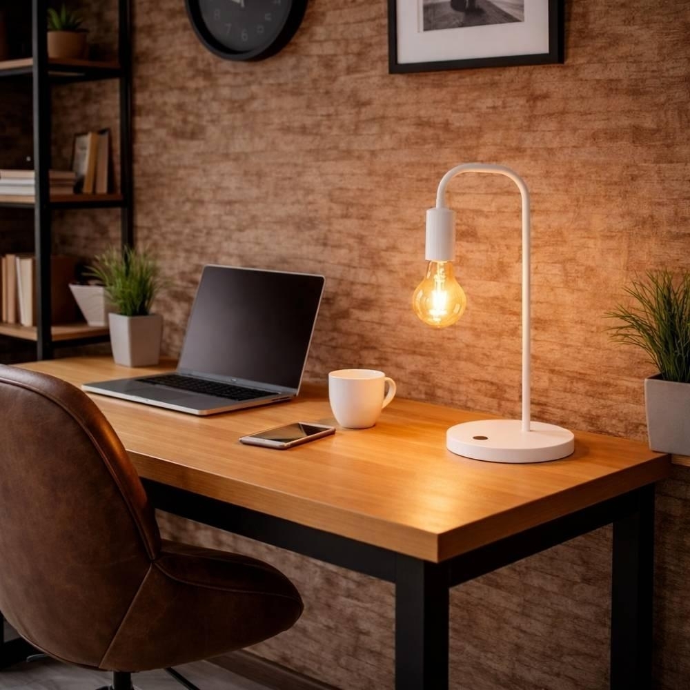 LUMINARIA DE MESA ORBITAL BRANCA PARA 1 LAMPADA E27 - KIN LIGHT