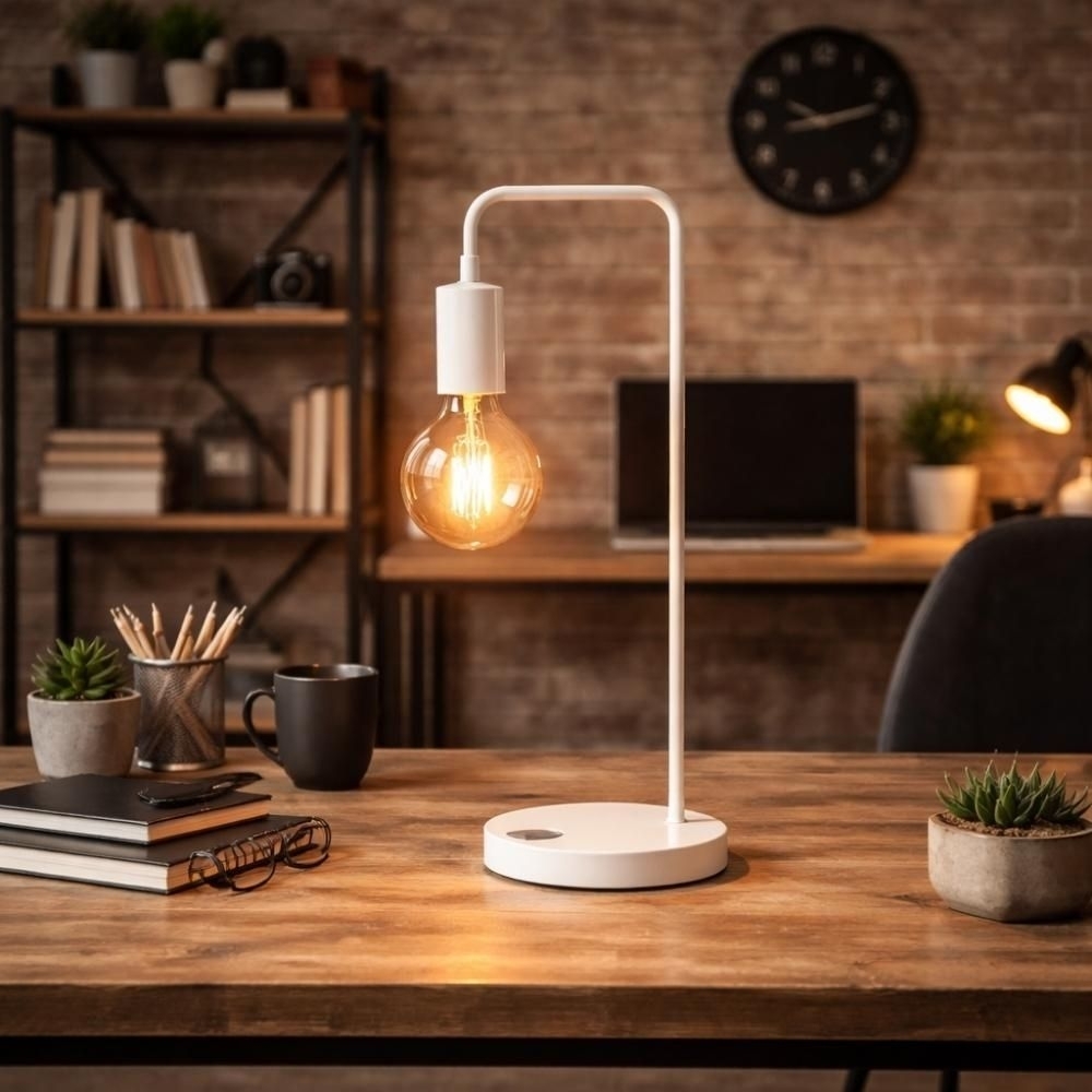 LUMINARIA DE MESA ORBITAL BRANCA PARA 1 LAMPADA E27 - KIN LIGHT