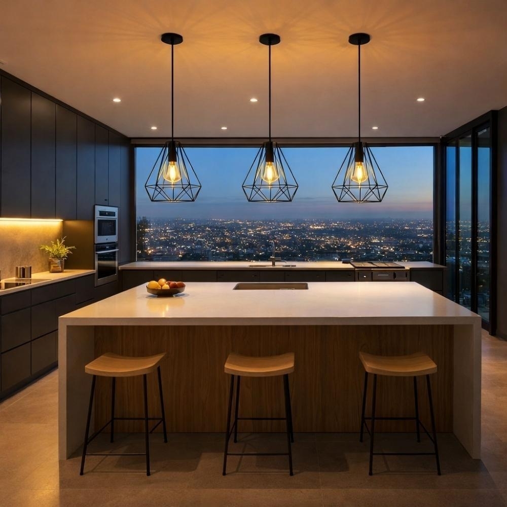 PENDENTE ARAMADO SOLO PARA 1 LAMPADA E27 BIVOLT PRETO 24 CM - KIN LIGHT