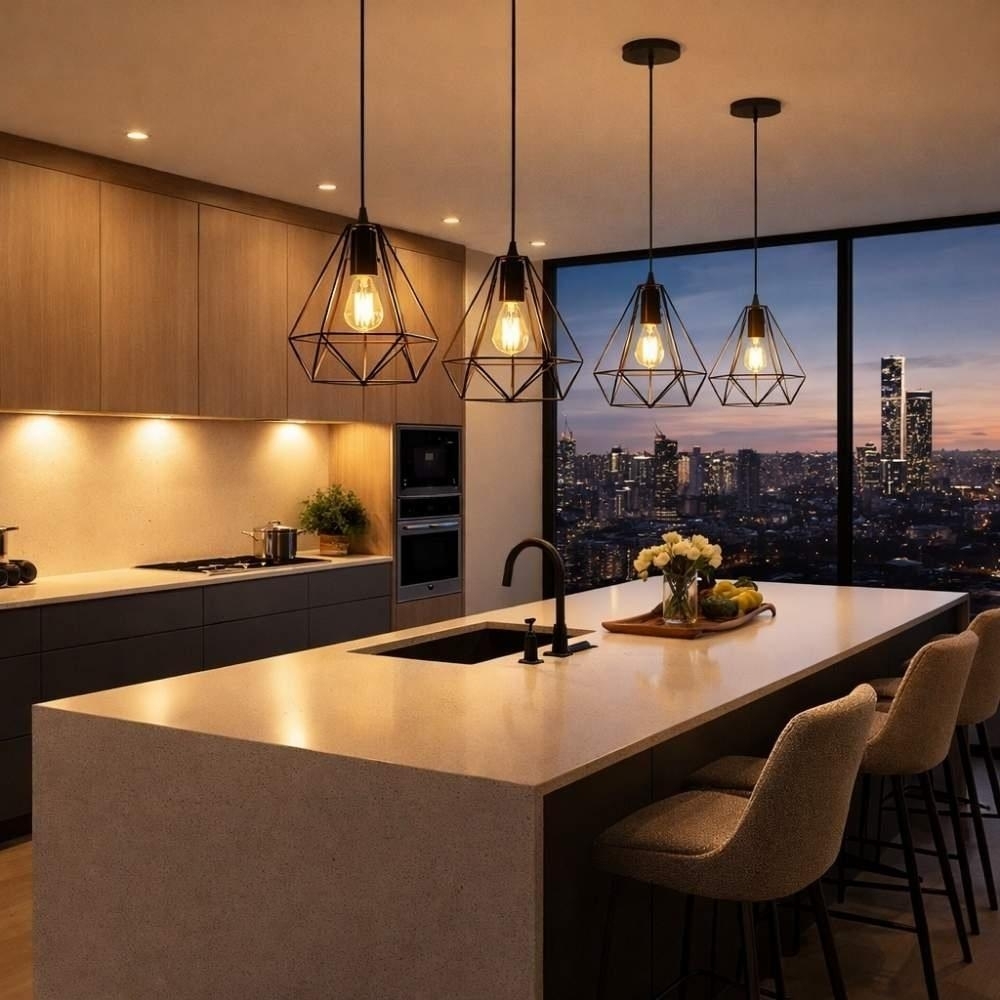 PENDENTE ARAMADO SOLO PARA 1 LAMPADA E27 BIVOLT PRETO 24 CM - KIN LIGHT