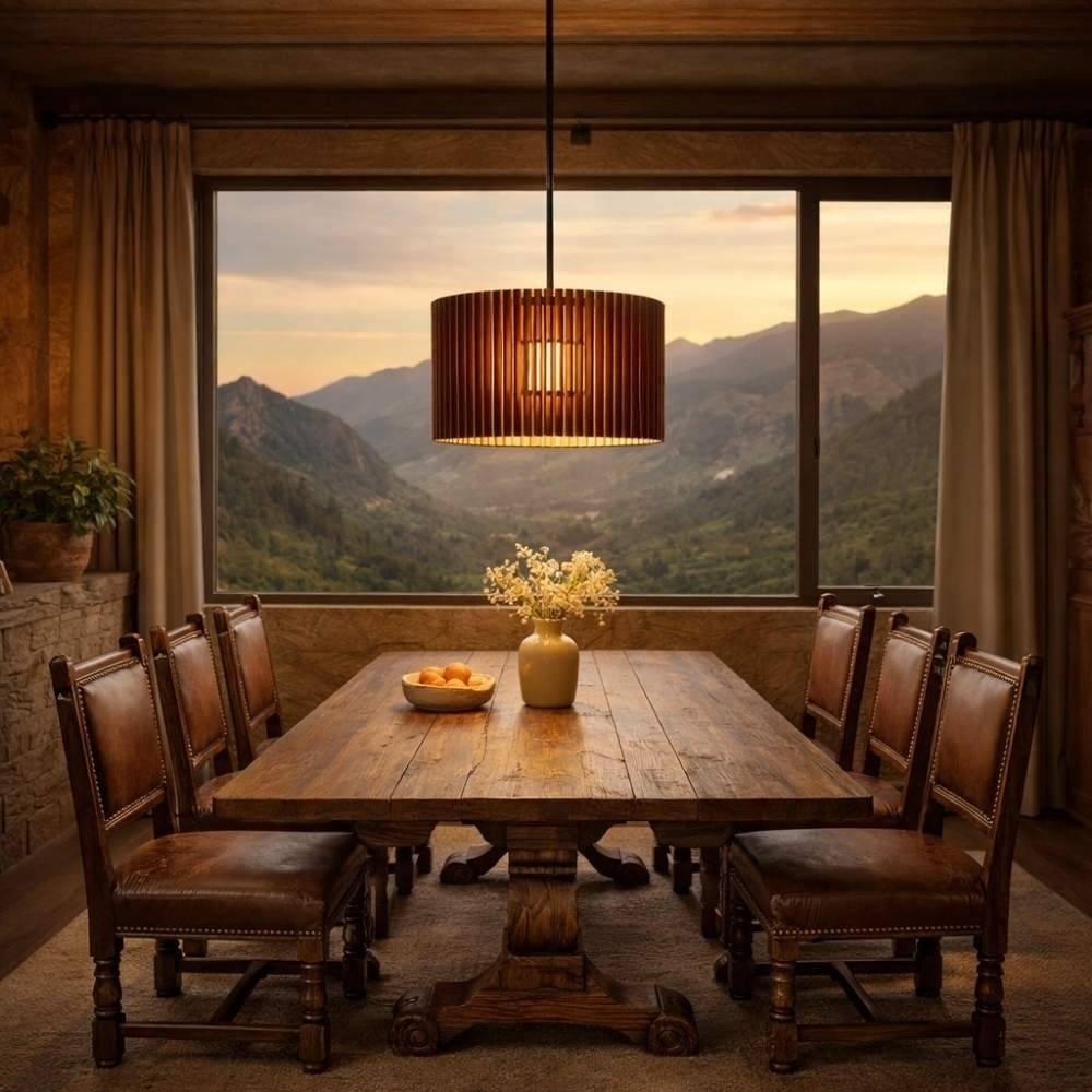 PENDENTE BILBAO PARA 1 LAMPADA E27 MADEIRA 29CM - KIN LIGHT