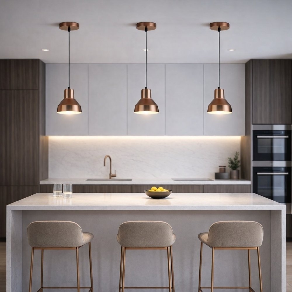 PENDENTE VIENA ALUMINIO PARA 1 LAMPADA 60W E27 COBRE/PRETO - KIN LIGHT