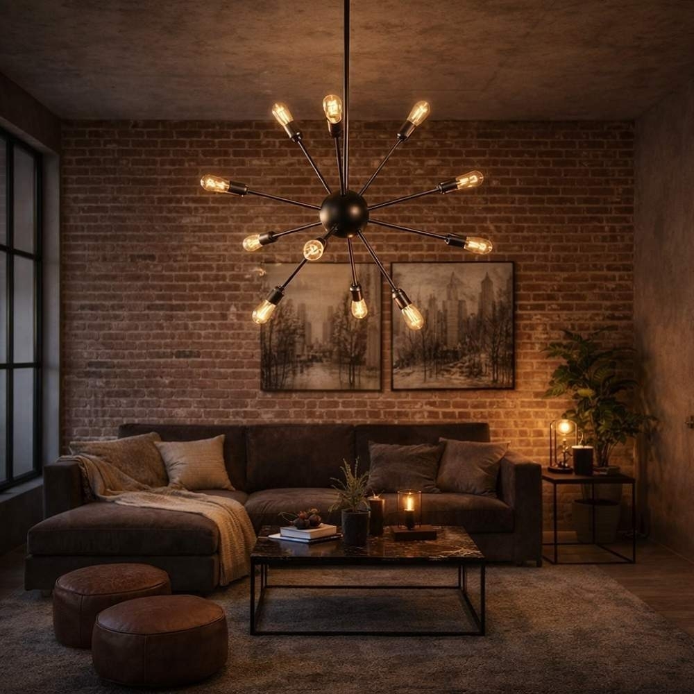 PENDENTE TOGO PARA 12 LAMPADAS E27 60W PRETO E PRATA - KIN LIGHT