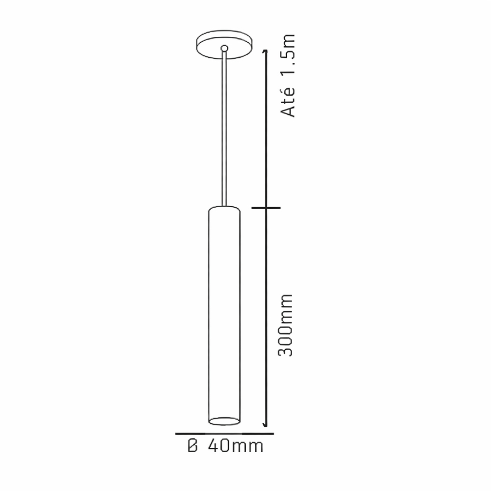 PENDENTE SIENA PARA 1 LAMPADA GU10 PRETO 40CM - KIN LIGHT