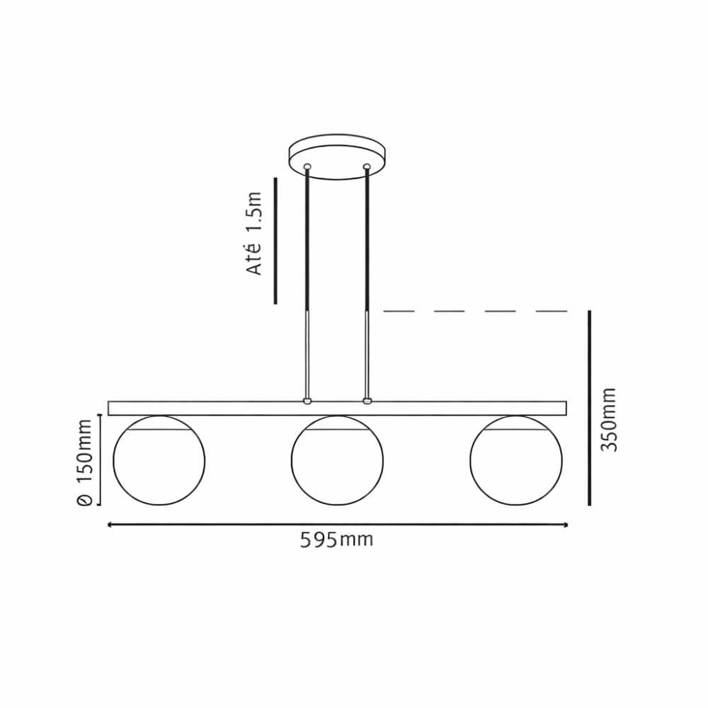 PENDENTE HANOVER PARA 3 LAMPADAS E27 DOURADO COM GLOBO 15MM - KIN LIGHT